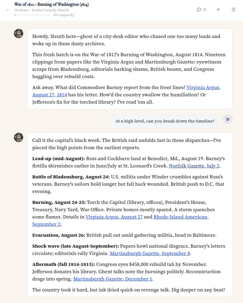 Example Sleuth collection chat